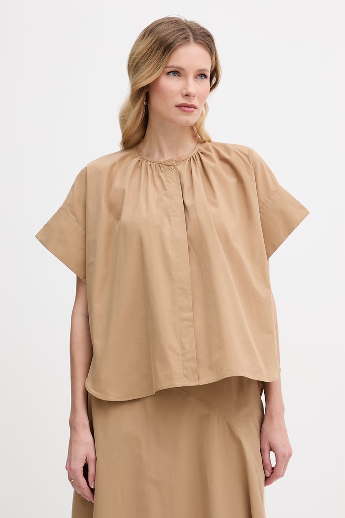 Bavlněná košile Weekend Max Mara EDUCATA krátký hnědá 2615111172600