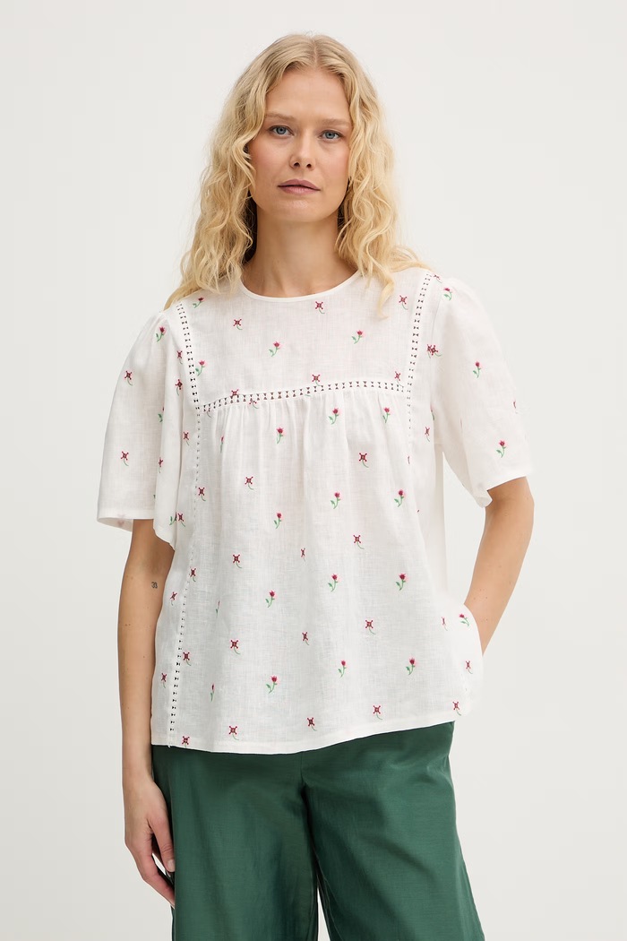 Weekend Max Mara dámska ľanová blúzka BACINO biela 2615941082600