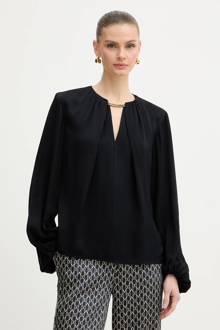 Blúzka Marciano by Guess AMANDA jednofarebný čierna 6RGH01.7356A