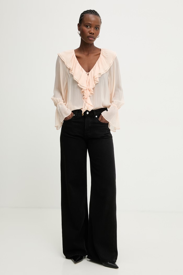 Marciano by Guess bluză cu volane pentru femei, din vâscoză ADELA G6GH04.W2385 portocaliu SS26