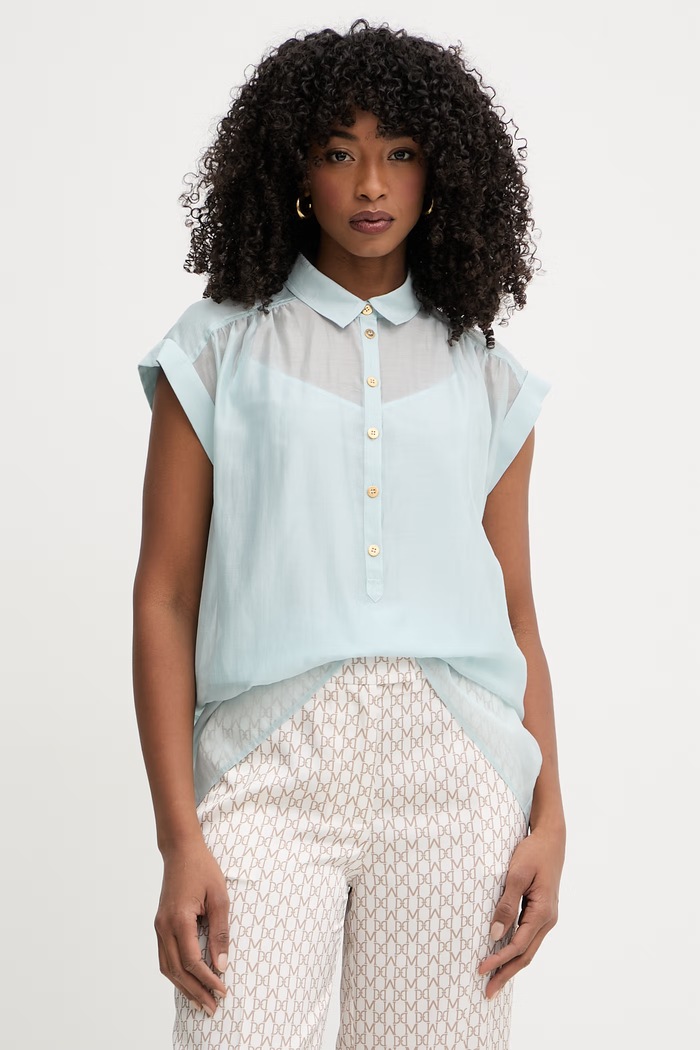 Marciano by Guess Košeľová blúzka dámska s lyocellom TEA modrá G6GH22.W2197