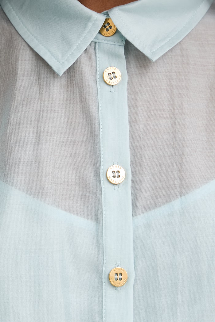 Marciano by Guess Košeľová blúzka dámska s lyocellom TEA G6GH22.W2197 modrá
