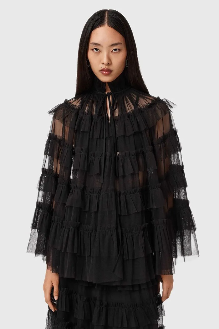 AllSaints bluză legat negru W018PD