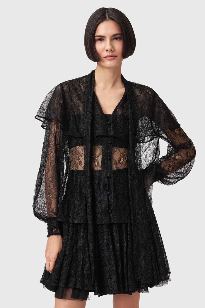 Βαμβακερή μπλούζα AllSaints W060PD μαύρο