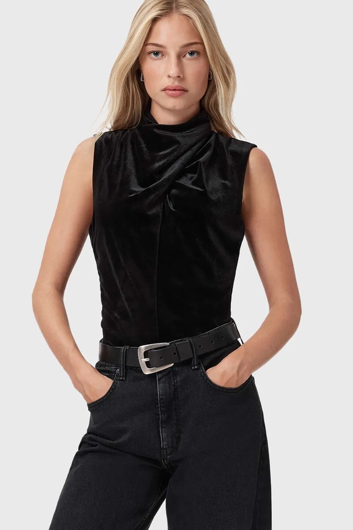 Blúzka AllSaints jednofarebný čierna W012PZ