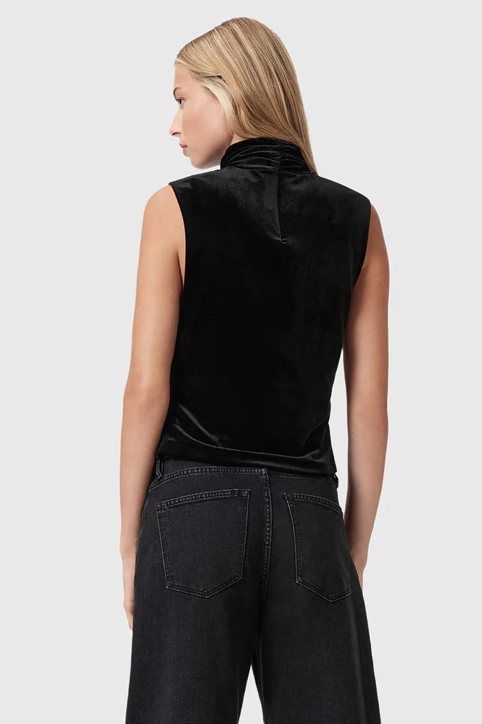 Blúzka AllSaints W012PZ čierna SS26