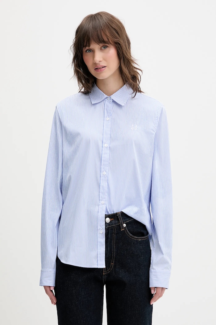 HUGO koszula damska z bawełną The Essential Shirt regular niebieski 50552601