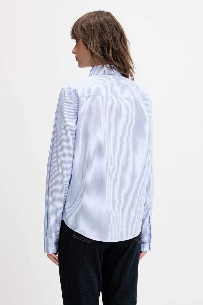 Odzież HUGO koszula damska z bawełną The Essential Shirt 50552601 niebieski