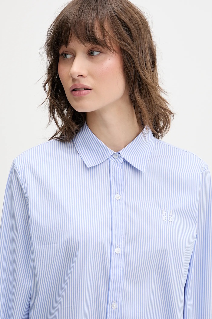 HUGO koszula damska z bawełną The Essential Shirt niebieski 50552601