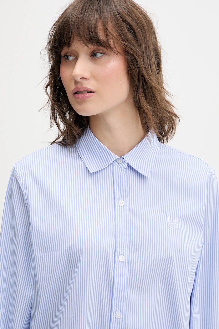 HUGO koszula damska z bawełną The Essential Shirt niebieski 50552601