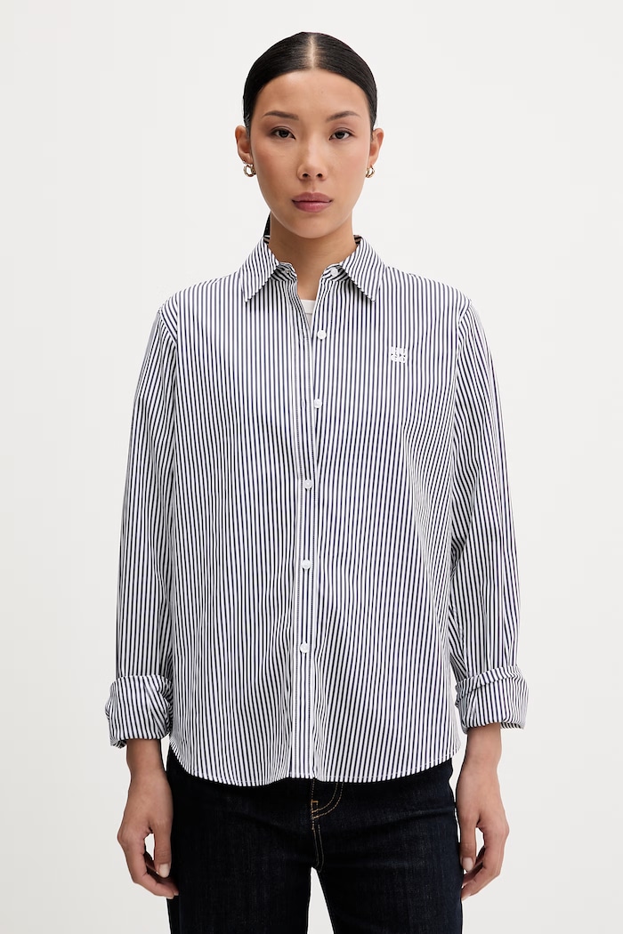 HUGO košeľa dámska s bavlnou The Essential Shirt tmavomodrá 50552601