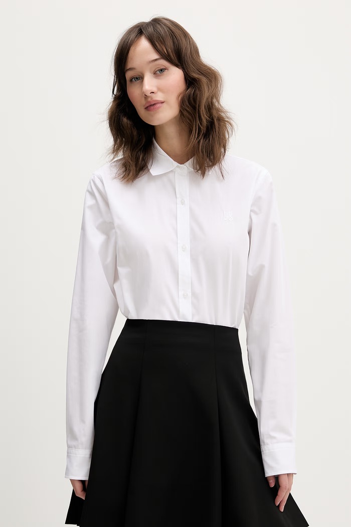 HUGO pamut ing The Essential Shirt pamut fehér 50552832