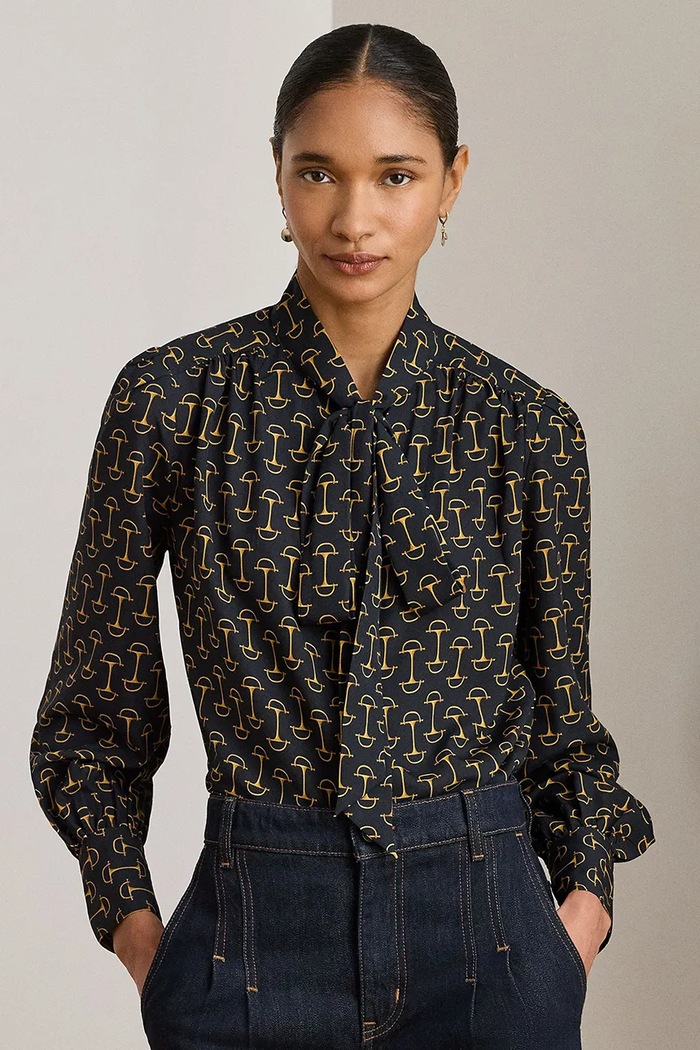 Blúzka Lauren Ralph Lauren regular tmavomodrá 200P03558