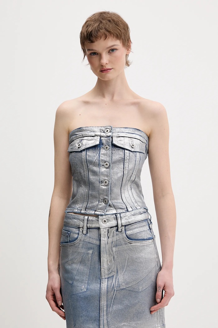 Top Karl Lagerfeld Jeans slim strieborná B1W11023