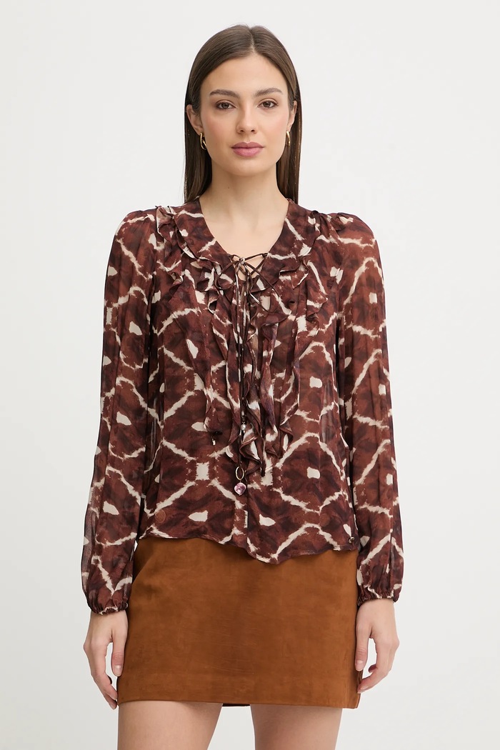 Majica Pedro del Hierro Vzorčasti rjava 6633462