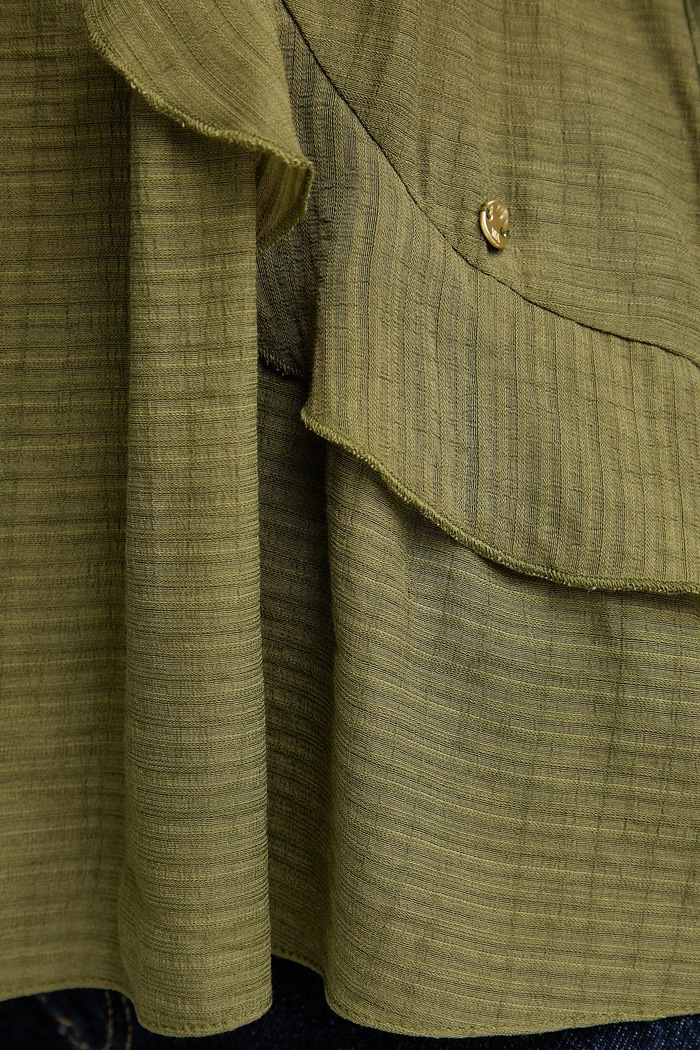Pedro del Hierro bluza z volančki ženska z viskozo 6633455 zelena