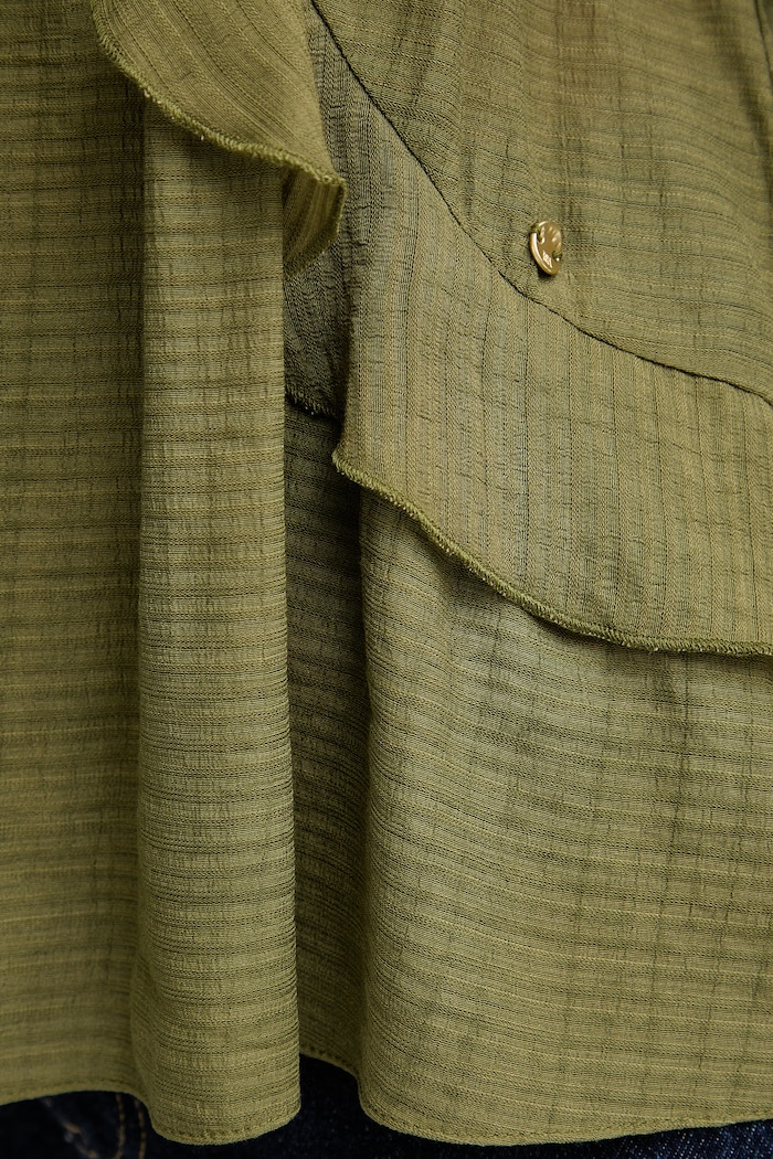 Pedro del Hierro bluza z volančki ženska z viskozo 6633455 zelena
