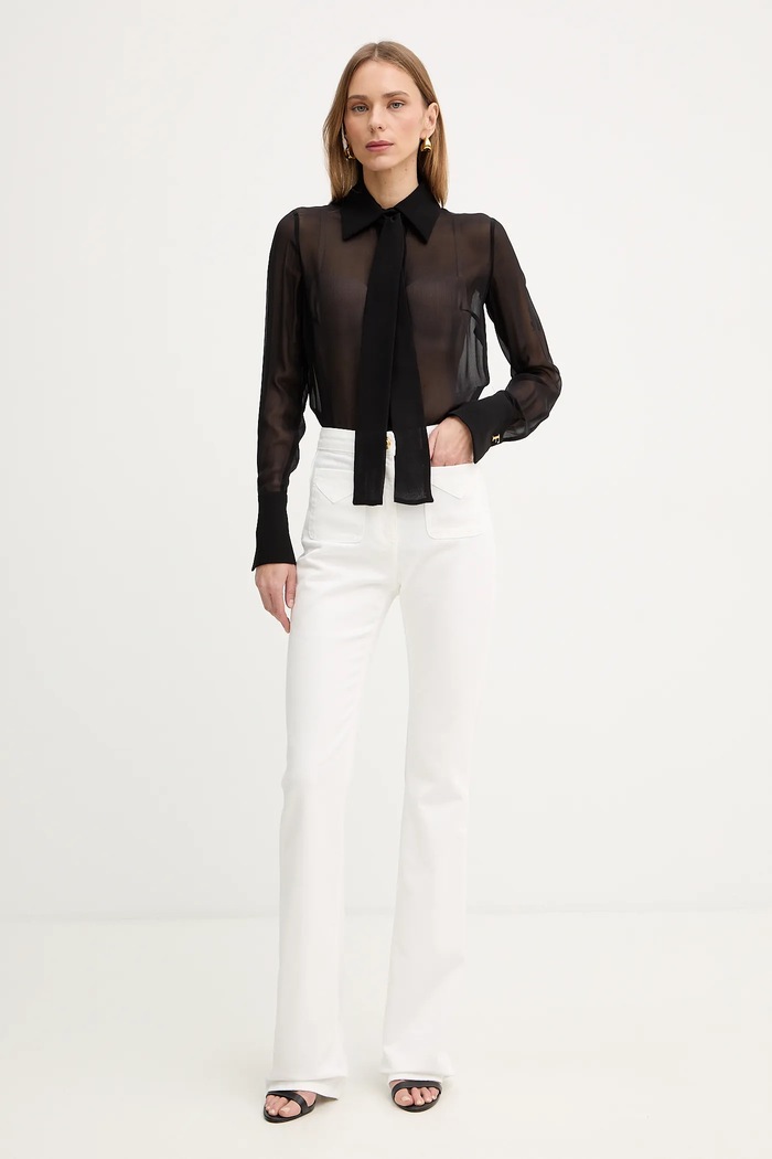 Elisabetta Franchi selyem ing CA14861E2 fekete SS26