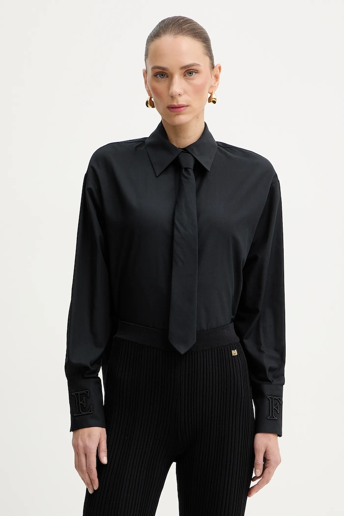 Elisabetta Franchi pamut ing pamut fekete CA15261E2