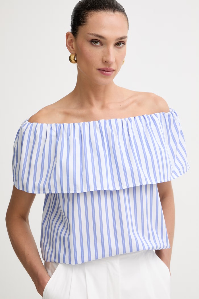 Marella bluzka hiszpanka damska bawełniana Emme by Marella niebieski 2615161162200