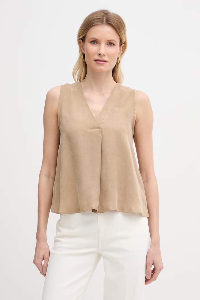 Marella bluză cu bretele pentru femei, din lyocell Emme by Marella 2615161182200 bej SS26