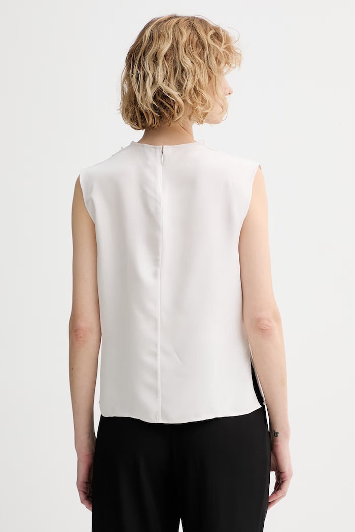 Ρούχα Calvin Klein τοπ γυναικείο από βισκόζη LV044F161G μπεζ