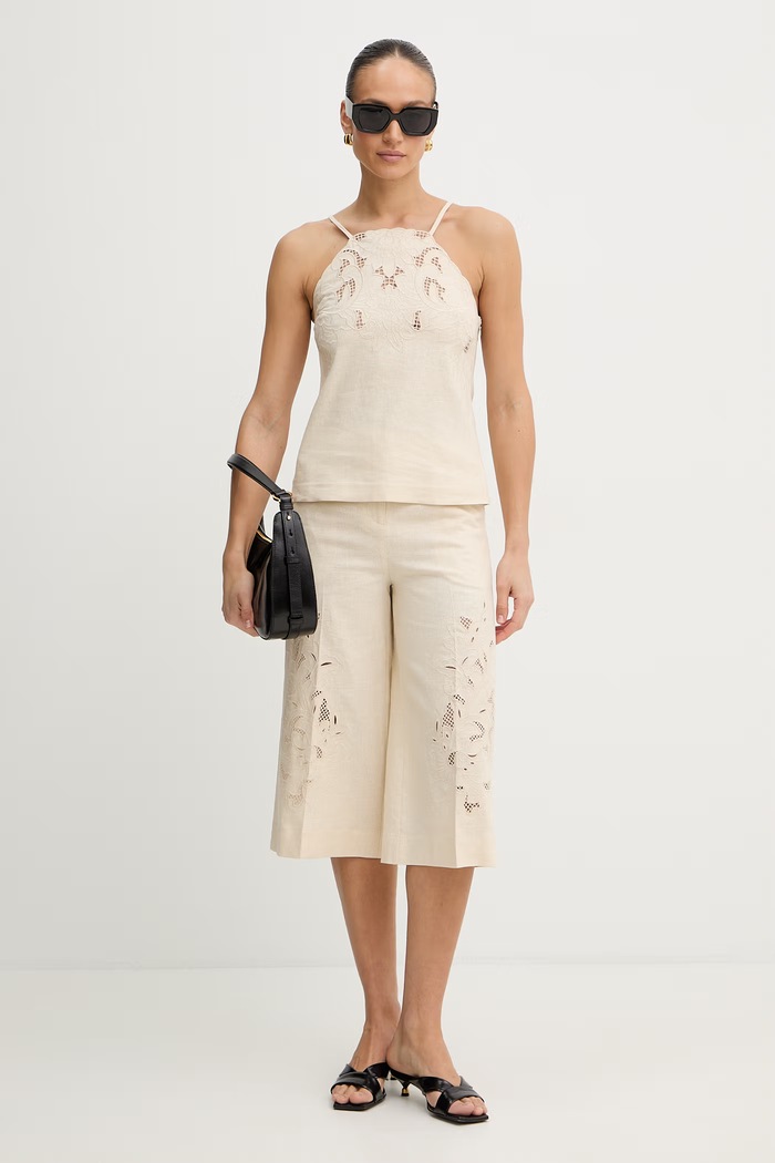 Ľanová blúzka Twinset 261TP2311 béžová SS26
