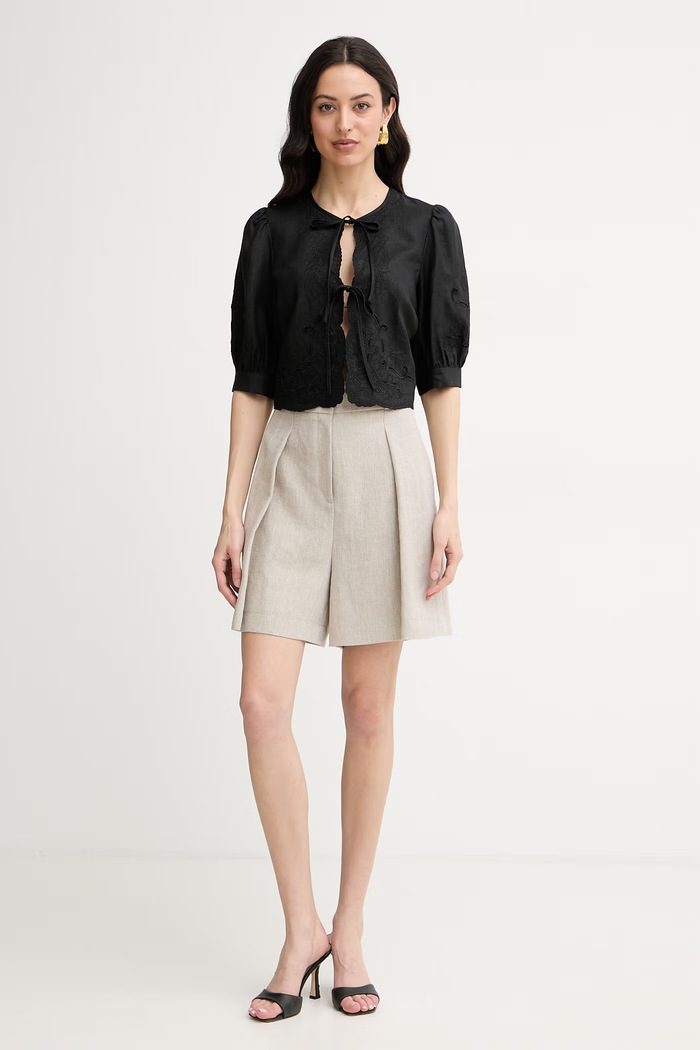 Twinset blúzka dámska s ľanom 261TT2120 čierna SS26