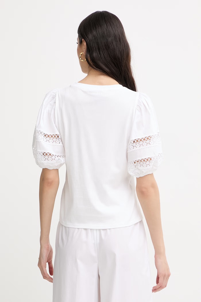 Îmbrăcăminte Twinset tricou pentru femei, din bumbac 261TT2260 alb