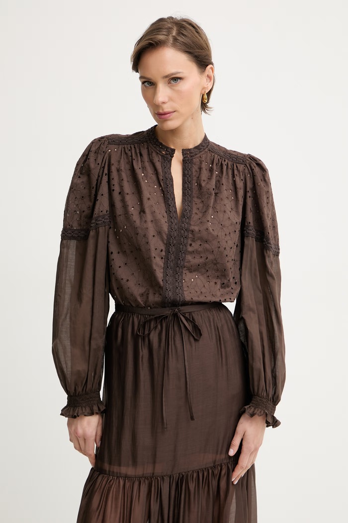 Twinset bluzka damska bawełniana bawełna brązowy 261TF2114