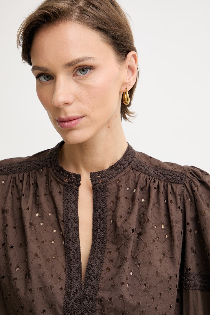 Twinset bluzka damska bawełniana brązowy 261TF2114