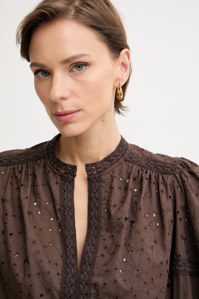 Twinset bluzka damska bawełniana brązowy 261TF2114