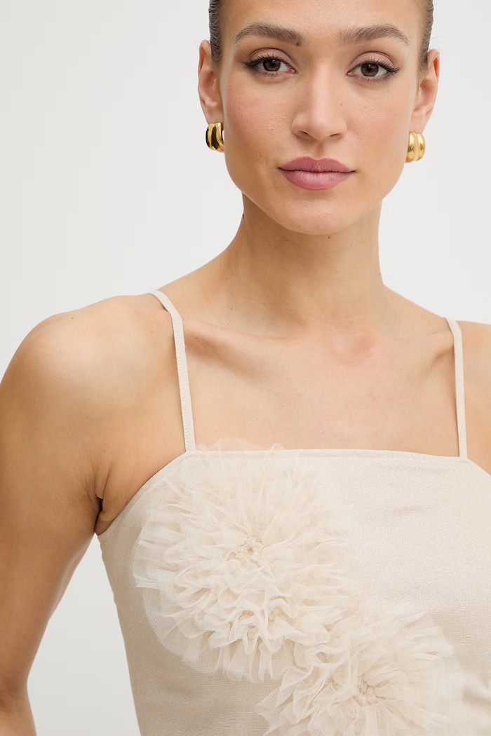 Twinset bluză pentru femei, cu bumbac bej 261AT2074