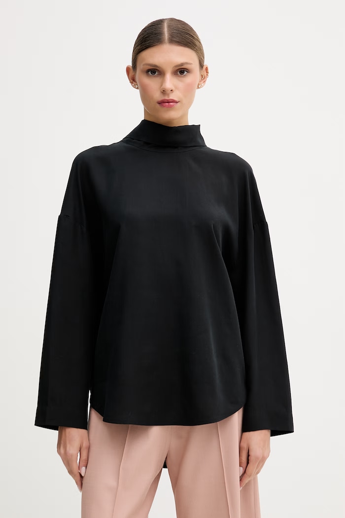 Sisley bluză pentru femei, cu lyocell negru 51MRLQ0AH