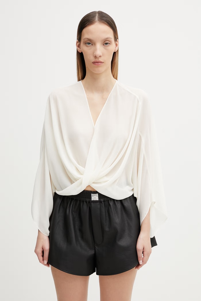 MM6 Maison Margiela Blouse women's plain beige S52NH0039.M35468.102