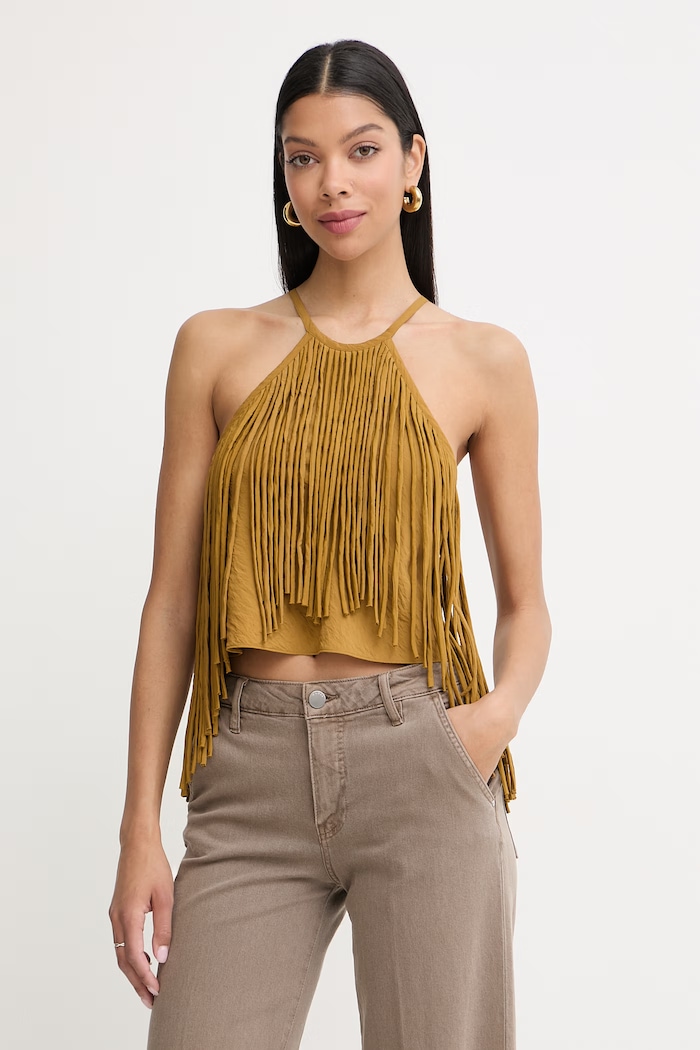 Pinko blúzka halter dámska s viskózou zelená 106794.A3AY