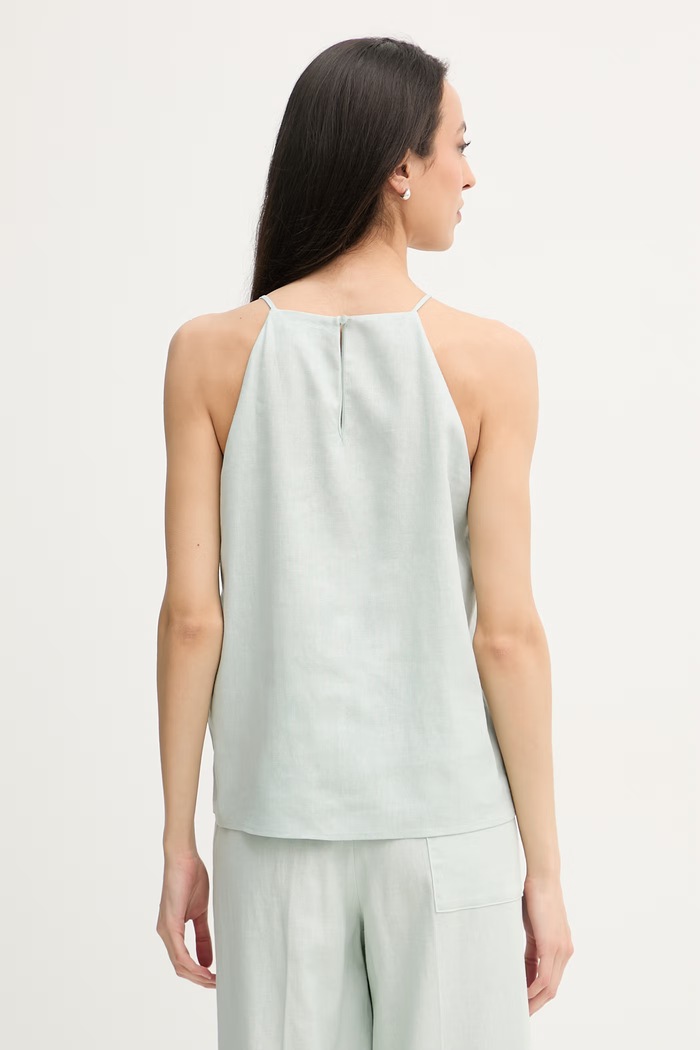 Odzież Calvin Klein Jeans bluzka na ramiączkach damska z lnem LV047F119G turkusowy