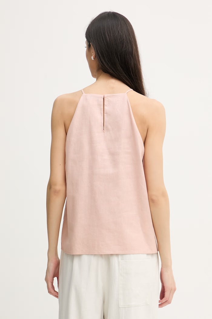 Odzież Calvin Klein Jeans bluzka na ramiączkach damska z lnem LV047F119G pomarańczowy