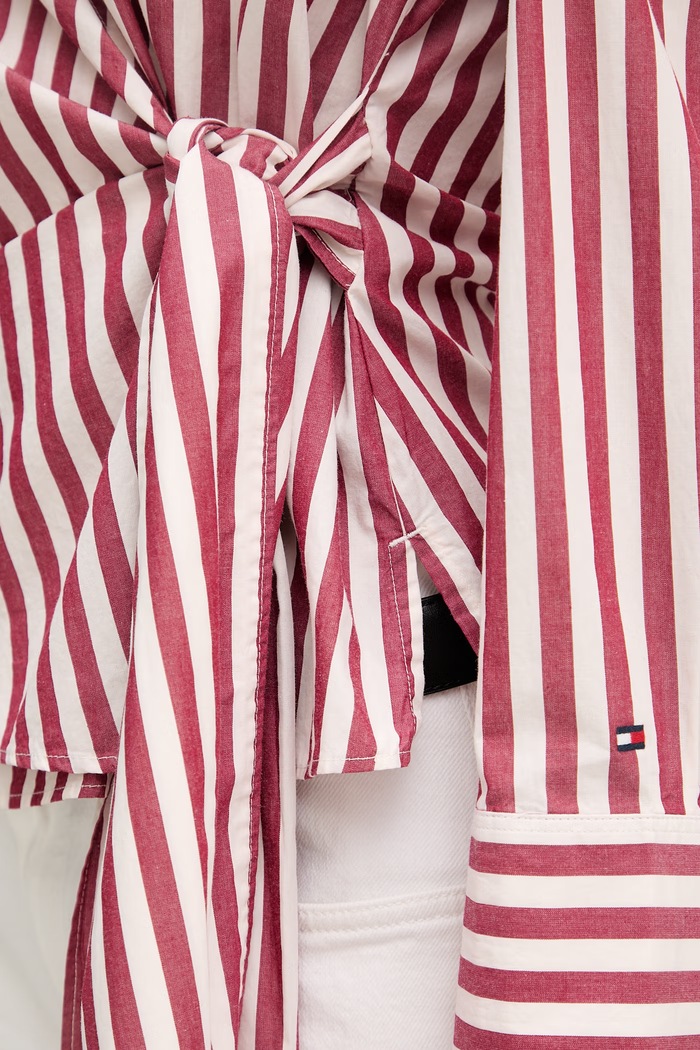 Tommy Hilfiger bluză petrecută pentru femei, din bumbac WW0WW49650 rosu