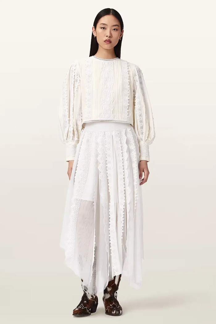 Oblečenie Bavlnená blúzka AllSaints HART W052PE biela