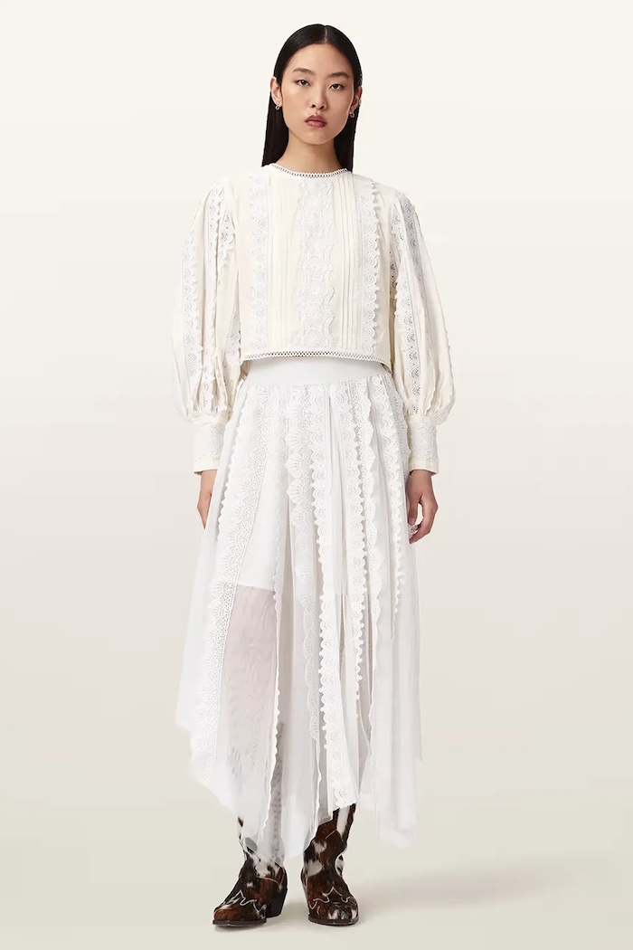 Oblečenie Bavlnená blúzka AllSaints HART W052PE biela