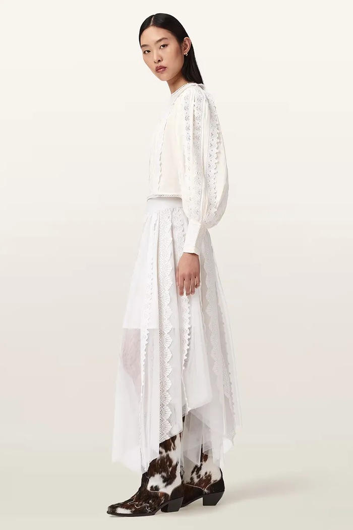Bavlnená blúzka AllSaints HART W052PE biela