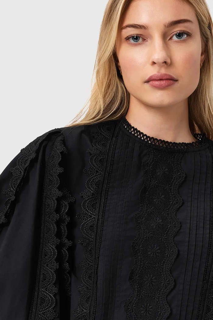 Bavlnená blúzka AllSaints HART W052PE čierna