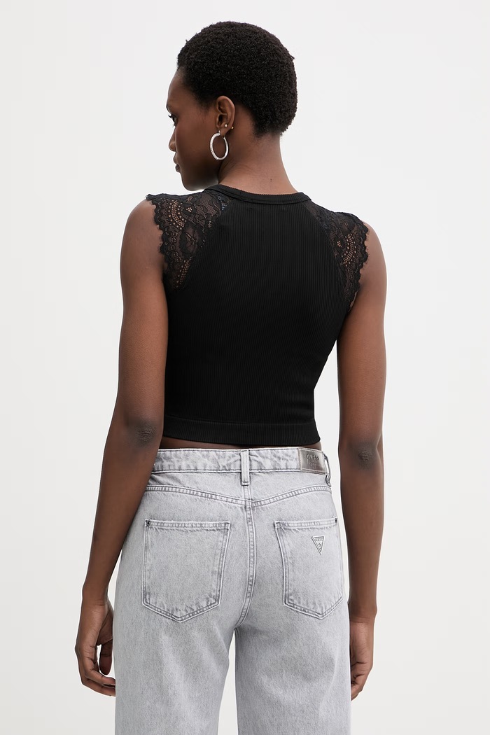 Îmbrăcăminte Guess crop top pentru femei MILLIE W6GZ01.Z0606 negru