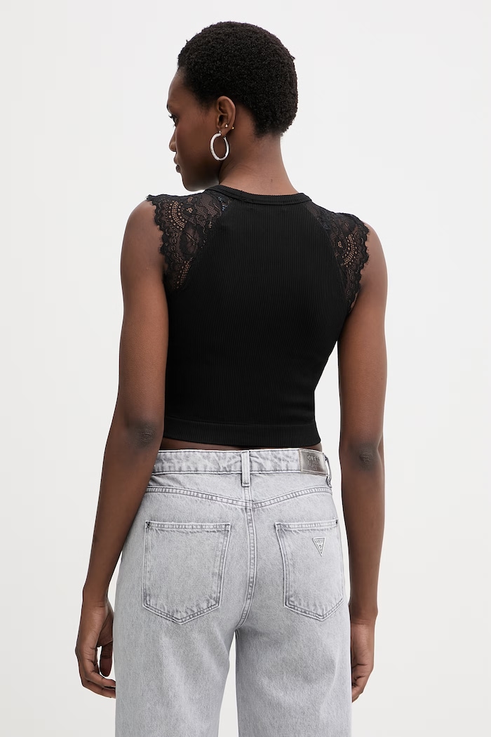 Îmbrăcăminte Guess crop top pentru femei MILLIE W6GZ01.Z0606 negru