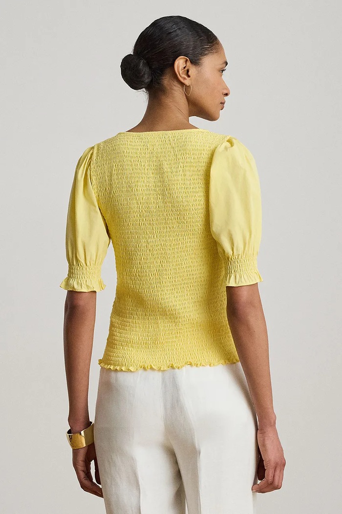 Lauren Ralph Lauren bluză pentru femei, din bumbac 200P09102 galben SS26