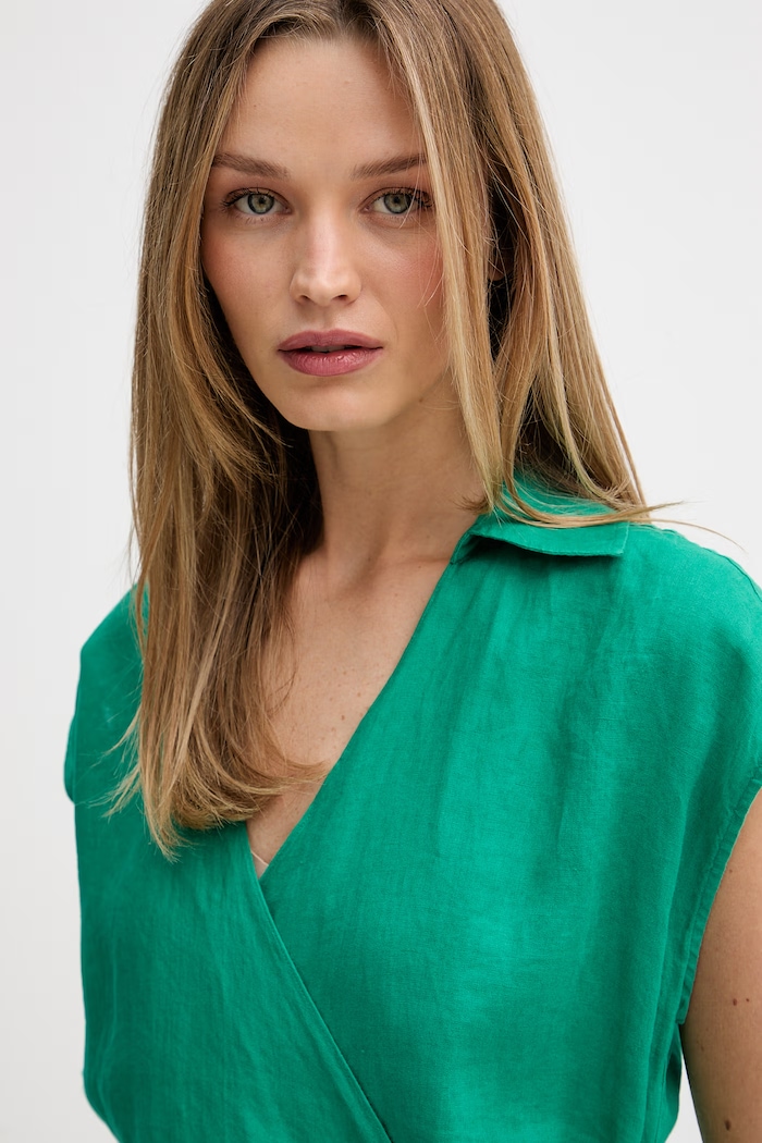 Tommy Hilfiger bluză petrecută pentru femei, din in verde WW0WW49632