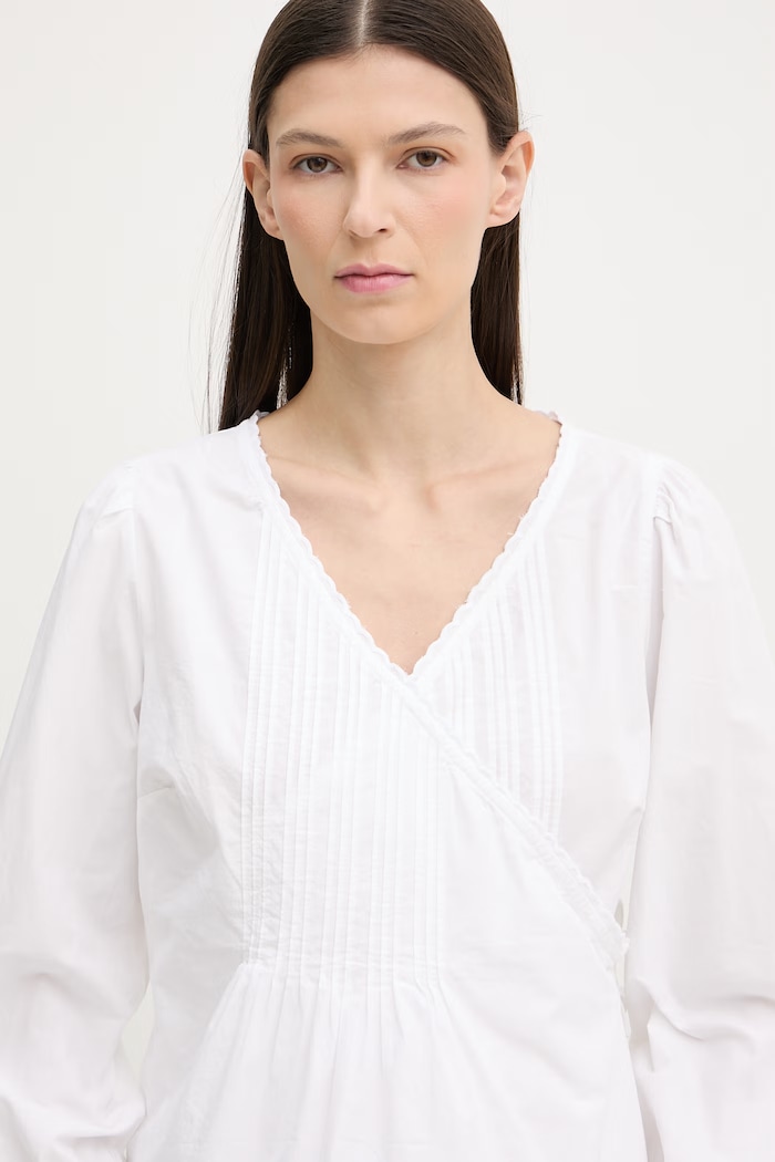 Levi's bluză petrecută pentru femei, din bumbac SOLEIL WRAP alb 005CS