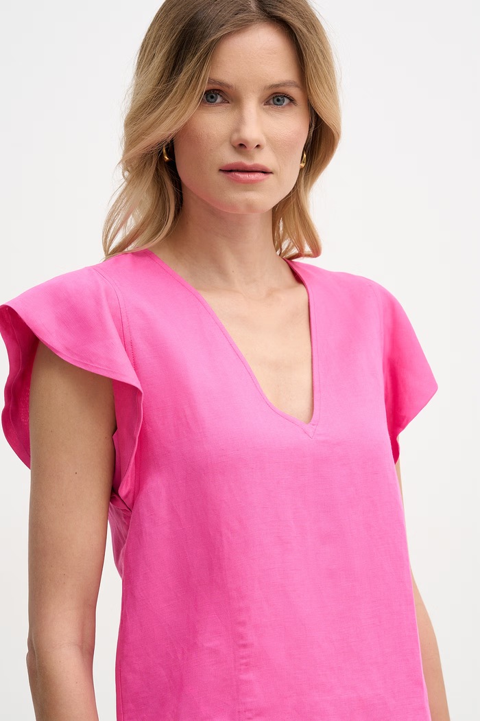 Lola Casademunt bluza ženska z lanom roza LS2615099