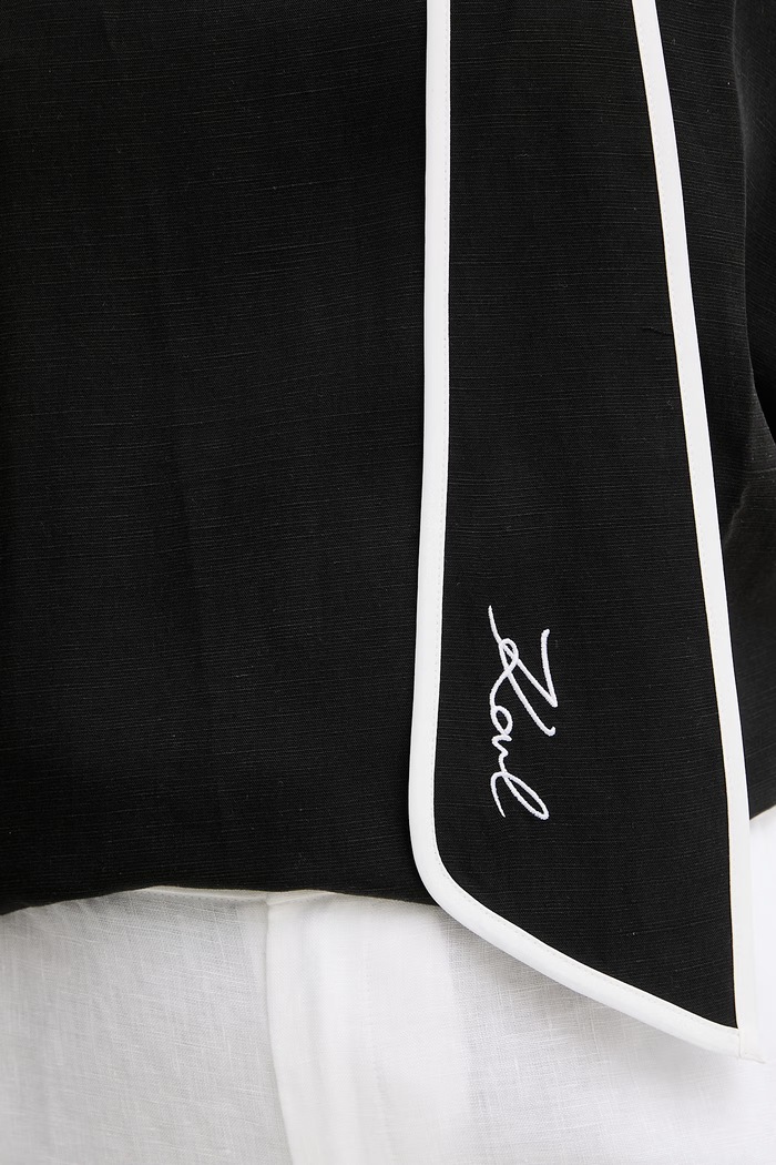 Karl Lagerfeld bluza ženska z dodatkom lanu B2W11015 črna